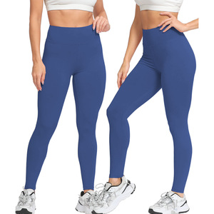 Venta al por mayor logotipo personalizado 21 colores 4 vías estiramiento de cintura alta mallas de entrenamiento pantalones súper suave gimnasio Fitness Leggings para mujeres - Product Image 5