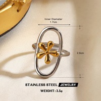 Bague en acier inoxydable coloré, design ouvert de luxe avec géométrie ajustable, bague tendance bicolore pour femme, bijoux à la mode