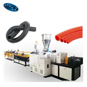 Pvc Pe Plastic Enkele Muur Elektrische Beschermer Gegolfde Slang Pijp Maken Extrusie Machine