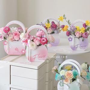 Cesta de Flores Portátil Simple, Caja de Papel Floral, Caja de Regalo para Ramo Floral, Bolsa Simple para Arreglos Florales para Floristas - Product Image 3