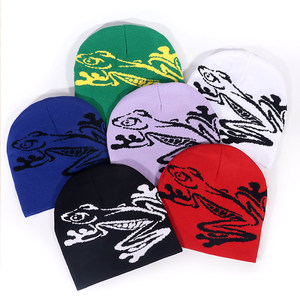 Bonnet unisexe en jacquard 100 % acrylique à motif grenouille, tricoté sans plis, idéal pour la plage, les voyages et les activités de plein air - Product Image 1