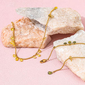 Fenny impermeable hecho a mano cielo estrellado amarillo Zirconia lágrima Irregular pulsera para mujer joyería de acero inoxidable al por mayor - Product Image 4