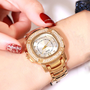 Reloj cronógrafo de cuarzo para mujer de gama alta a la moda, correa de acero de aleación de circón cuadrado con esfera de puntero de caja Ovalada para mujer - Product Image 4