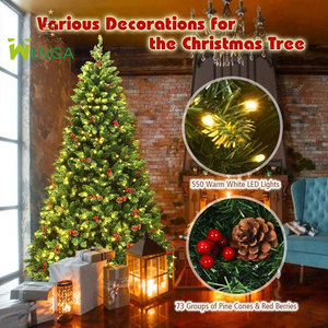 <span class=keywords><strong>Sapin</strong></span> de Noël artificiel haut de gamme de 7,5 pieds, en abriolé, avec charnières, pour une décoration de Noël parfaite |   Vente en gros, prix compétitif et échantillon - Product Image 4