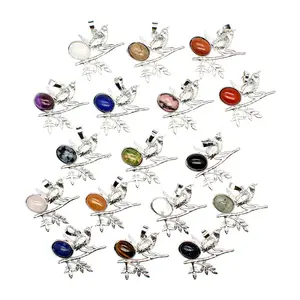 New design wholesale eco-friendly birds charm natural stone pendants for necklace jewellery making
