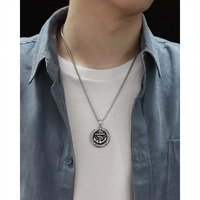 Collier rond en acier inoxydable vintage nautique surf plage vinking ancre pendentif pour hommes