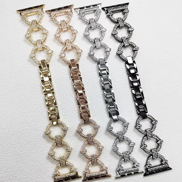 Stainless Steel metal for Apple Watch Band 38mm 40mm 41mm iWatch SE Series 7 6 5 4 3 2 1 Women Dressy Jewelry O-link strap