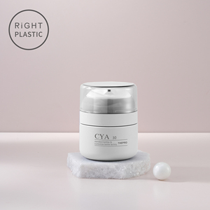 RiGHT PLASTIC <span class=keywords><strong>CYA</strong></span> 圆形胖型PETG乳液瓶30ML 50ML 白色现货化妆品真空泵瓶白色瓶身带盖 - Product Image 5