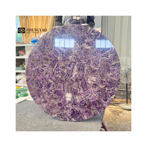 Tùy chỉnh kích thước Tự nhiên Hình chữ nhật rắn tinh thể màu tím đồ nội thất thạch anh tím bảng Top - Product Image 6