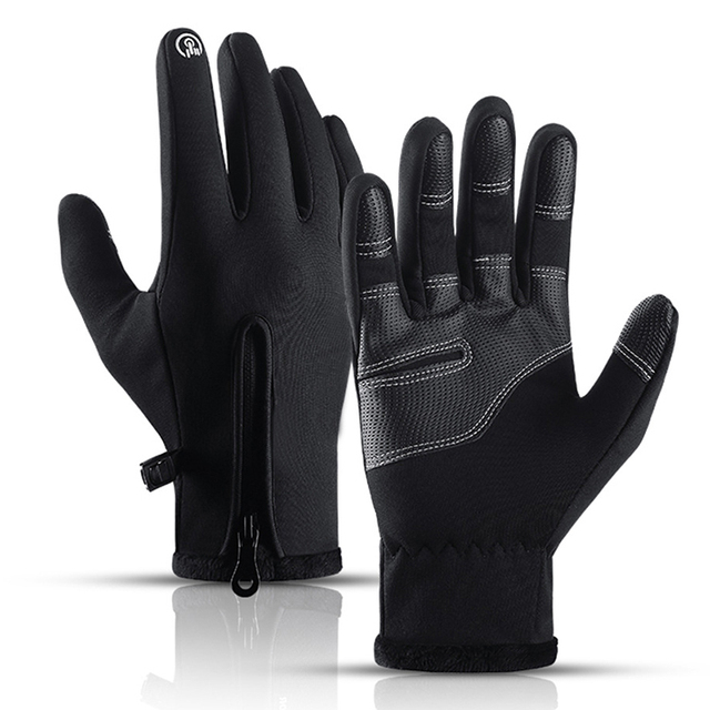 Custom Touch Screen Black Camping Ski Motorcycle Cycling Working Warm Windproof Waterproof Fleece Hand Winter Gloves for Men
