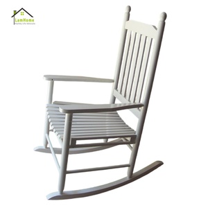 Fauteuil à bascule classique à dossier à lattes, en bois massif blanc, avec accoudoirs, confortable pour la maison, idéal pour les fêtes et les loisirs - Product Image 4