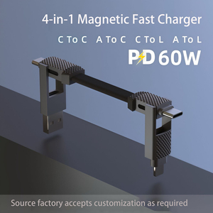 USB C Type C ใช้ได้กับโทรศัพท์มือถือแบบ4-in-1แม่เหล็กสูงสุด100W PD 60W พวงกุญแจชาร์จเร็ว - Product Image 5