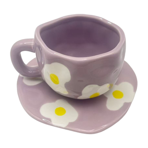Direkt ab Werk Tassenset im süßen Feen-Design, koreanischer Stil, mit handbemalten Blumen und Schleifen, Keramiktasse mit Untertasse für Tee und Kaffee - Product Image 4