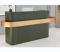 Bureau de réception moderne en MDF rose personnalisable avec lumière LED Comptoir caisse durable et élégant pour bureau, salon de beauté ou hôtel