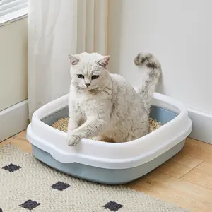 New Arrival Removable And Durable Training Large Plastic Cat Wc Toilet With Shovel Semi-enclosed Cat Litter Box