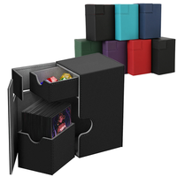 Kotak Kartu Kulit PU Kustom Desain 2 Laci, Tempat Dadu, Tempat Kartu Trading, Penahan Magnet /Yugioh/TCG Merek KXM, Promo Panas