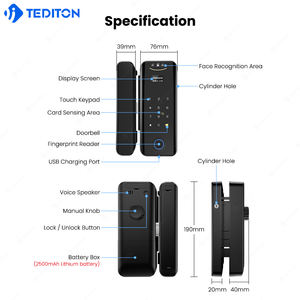 Cerradura Inteligente para Puerta <span class=keywords><strong>de</strong></span> Vidrio TUYA con Reconocimiento Facial, Acceso por Contraseña Deslizante, Almacenamiento <span class=keywords><strong>de</strong></span> Datos en la Nube, para Hogar, Oficina y Hotel - Product Image 5