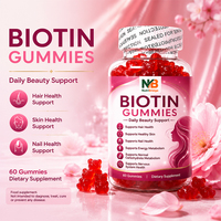 Fournisseur direct d'usine, gommes à mâcher à la biotine à la fraise sans OGM, sans gluten, pour la peau et les ongles