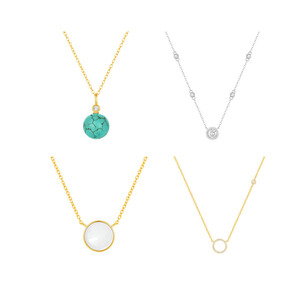 Collares de Plata S925 Modernos CANNER para Mujer, Minimalistas con Piedras Preciosas, Turquesa, Circonita, Concha, Perla, Colgante Circular, Cadenas para Clavícula - Product Image 1