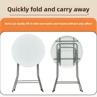 Table de bar ronde pliante de 60 cm (24 pouces) pour l'extérieur, en plastique, portable, avec rangement, blanche, haute, pour la vente en gros
