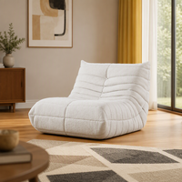 Fauteuil pouf WHGBJA pour adultes - Revêtement en velours à mémoire de forme, housse amovible, confort extra doux, un siège, coin lecture (blanc)