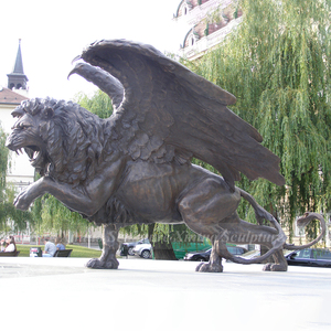 Estatua de León Alado de Bronce Metálico 3D, Tallada a Mano, Grabada e Impresa Digitalmente, para Jardín Exterior o Puerta Principal - Product Image 4
