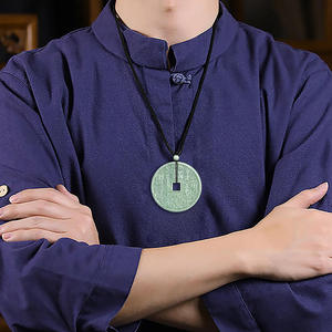 Amuleto Taoísta de Jadeíta Natural Shangui, Colgante de Jade Verde Tipo Moneda, Estilo Chino, UNISEX, Regalo con Certificado de Tasación HJ82 - Product Image 4