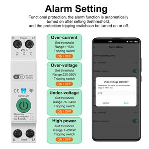 Tasmota Smart WiFi Wireless <span class=keywords><strong>Timer</strong></span> KWH Meter telecomando MCB con tensione di sovraccarico di protezione 63A interruttore - Product Image 4
