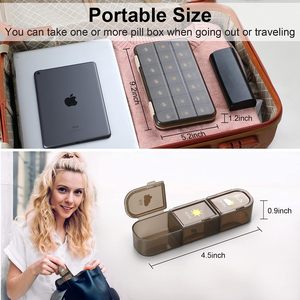 Pastillero mensual, caja organizadora de pastillas AM/PM para 7 días, 21 compartimentos, caja de embalaje de pastillas, organizador portátil de viaje - Product Image 6