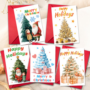 Set di Biglietti d'<span class=keywords><strong>Auguri</strong></span> Natalizi con Albero di Natale Stampato 12*18cm e Buste in Carta per <span class=keywords><strong>Auguri</strong></span> della Vigilia di Natale - Product Image 2