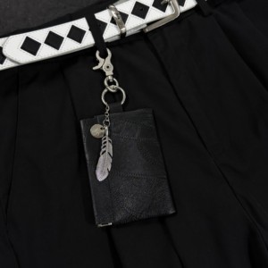 Mini tarjetero de cuero vintage con mosquetón, llavero, monedero, colgante de hoja retro, colgante para auriculares, colgante para bolso de streetwear, regalo de metal - Product Image 4