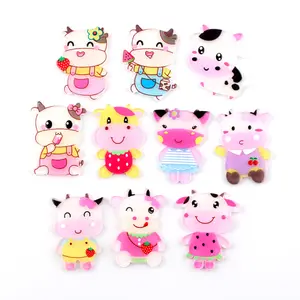 Resin Cute Cows Flat Back Resin Charms Cabochon For Slime Filler Kid DIY Mobile Phone Hairclip Keychain Decoration Craft