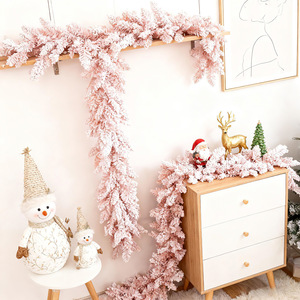 Guirlande de Noël en cèdre artificielle rose, décoration suspendue <span class=keywords><strong>pour</strong></span> escalier, cheminée, <span class=keywords><strong>porte</strong></span>, vente chaude - Product Image 4