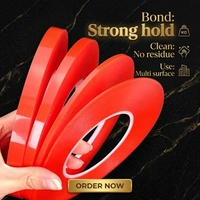 Newcarol Druckempfindliches Hitzebeständiges Doppelseitiges PET-Klebeband Rotes Liner-Klebeband Transparenter Starker Acrylkleber Superdünnes Beutelverschlussband