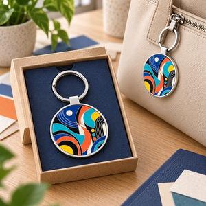 OEM ODM Custom Abstract Geometric Metal Enamel Keychain Personalized Corporate Gift Key Ring - Product Image 2