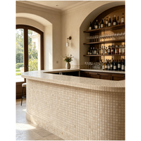 Mosaïque de carreaux en marbre naturel ivoire poli, petits carrés, montés sur grille, pour salle de bain, cuisine, crédence, spa, villa, décoration de sol