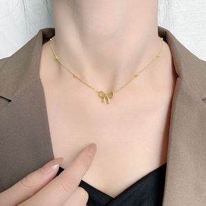 Modische Schleifenknoten-Halskette für Damen, Nischendesign, Internet-Trend-Accessoire, Niedliche, Schlichte, Vielseitige, Dezente Kette - Product Image 4