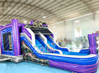 Niveau supérieur toboggan vidéo Gamer thème Combo maison de rebond toboggan aquatique piscine contrôleur de jeu gonflable château gonflable cavalier Moonwalk
