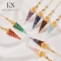 Chakra Cristal Pendule Divination Pierre Naturelle Puce Perle Pendentif Reiki Résine Pendules Ésotérique Pendule Bijoux