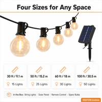 Guirlande lumineuse LED à ampoules en verre G40, alimentée par énergie solaire, AC 110V AC 220V DC 24V, multi-tension, éclairage décoratif extérieur pour jardin et patio