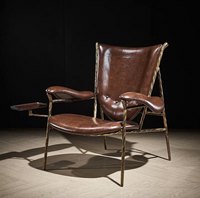 Canapé et fauteuil de salon en cuir véritable, style vintage, forgé à la main, entièrement ciré à l'huile, pour salon ou zone de réception