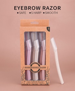Maquinilla de afeitar biodegradable ecológica para mujer, recortadora de vello facial y cejas de paja de trigo - Product Image 6