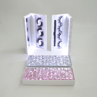 Boîtes d'emballage de cils auto-adhésives vides avec lumières LED, boîte à cils avec miroir, boîtes à cils LED personnalisées