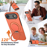 Coque magnétique 2-en-1 avec béquille rotative à 360° pour iPhone 17 Air 16 17 18 Pro Max, compatible avec le support et la recharge sans fil