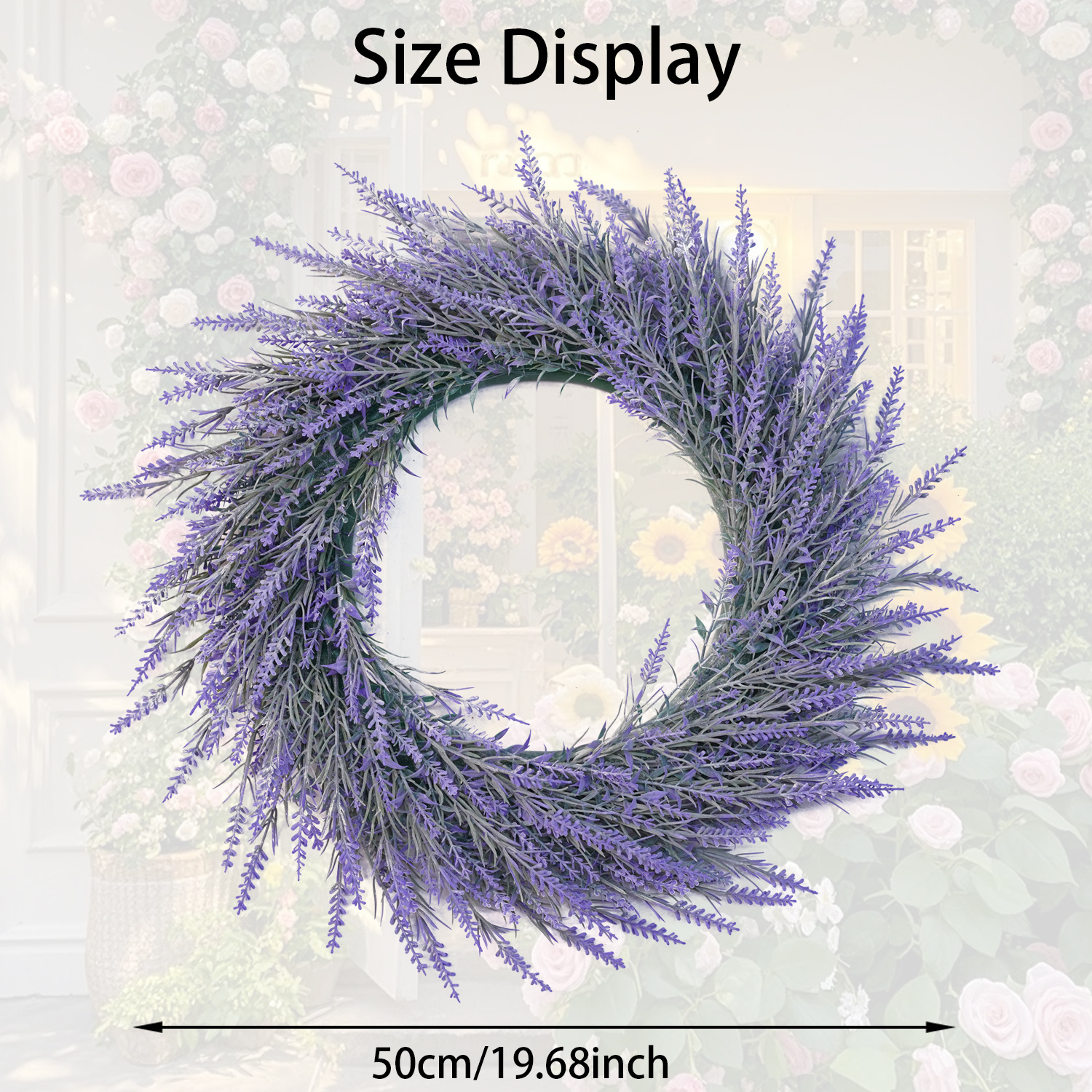 Couronne de lavande givrée de 50 cm