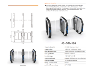 Barrière pivotante à grande vitesse de couleur personnalisée avec un design exceptionnel, en acier inoxydable 304, avec lecteur de code QR et contrôle d'accès RFID - Product Image 6