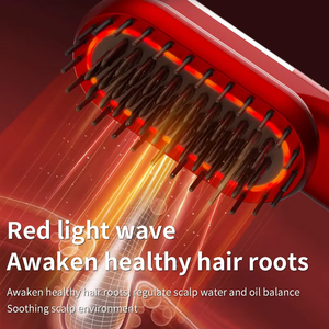 Peine Alisador de Cabello Inalámbrico Recargable por USB, Mini Peine de Masaje Inalámbrico <span class=keywords><strong>con</strong></span> Luz Roja para Mujer, Mango de Plástico, Nutrición - Product Image 6