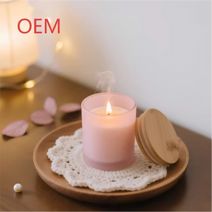 Nuovo Arrivo: Grande Portacandele in Vetro Satinato con Coperchio in Bambù, Ecologico e Resistente al Calore, Decorazione per la Casa, Spedizione Rapida - Product Image 1