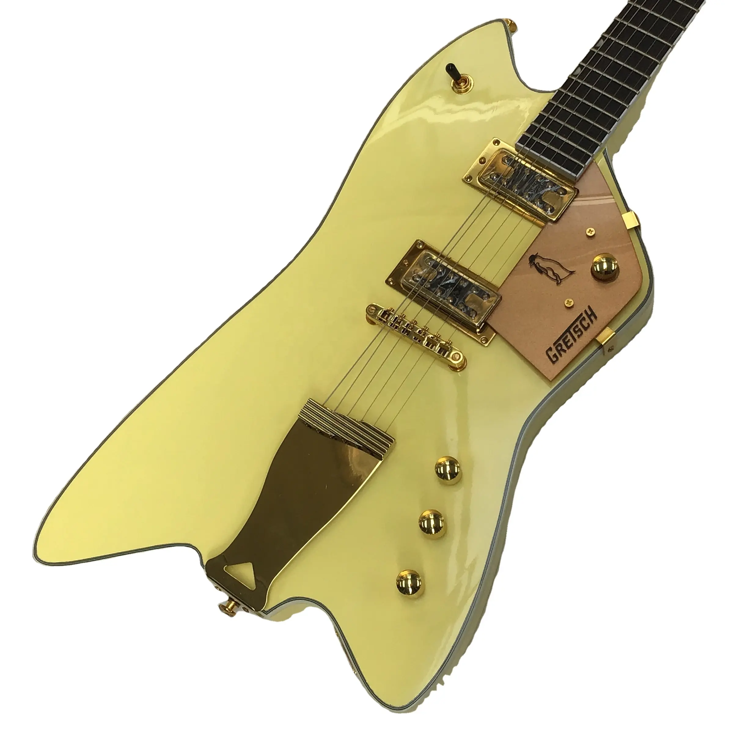 GRTCH Marke gelbe Elektrogitarre ganze Gold-Hardware Ebony Fingerboard und Rosewood Rückseite/Seite auf Lager mit kostenlosem Versand in die USA