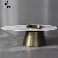 Table basse en marbre de conception italienne la plus récente, forme ovale, mobilier moderne pour salon, base en acier inoxydable brossé, imperméable, facile d'entretien